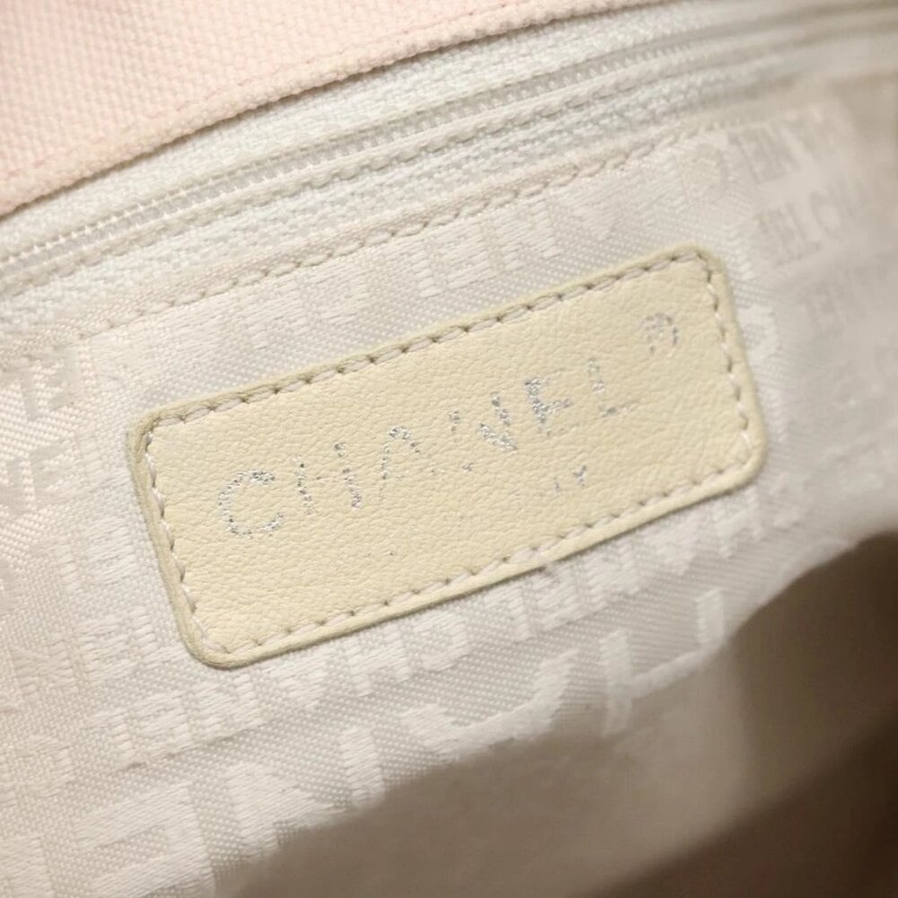 CHANEL COCO Mark Tote Bag No.5 Canvas White Silver CC Auth gh524 - Picture 12 of 16